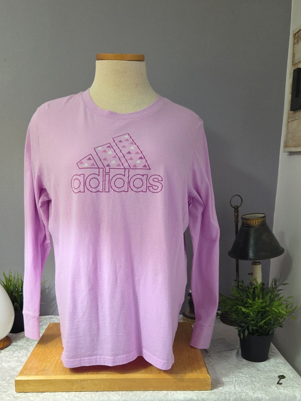 adidas Pastel Lavender Long Sleeve Logo Shirt